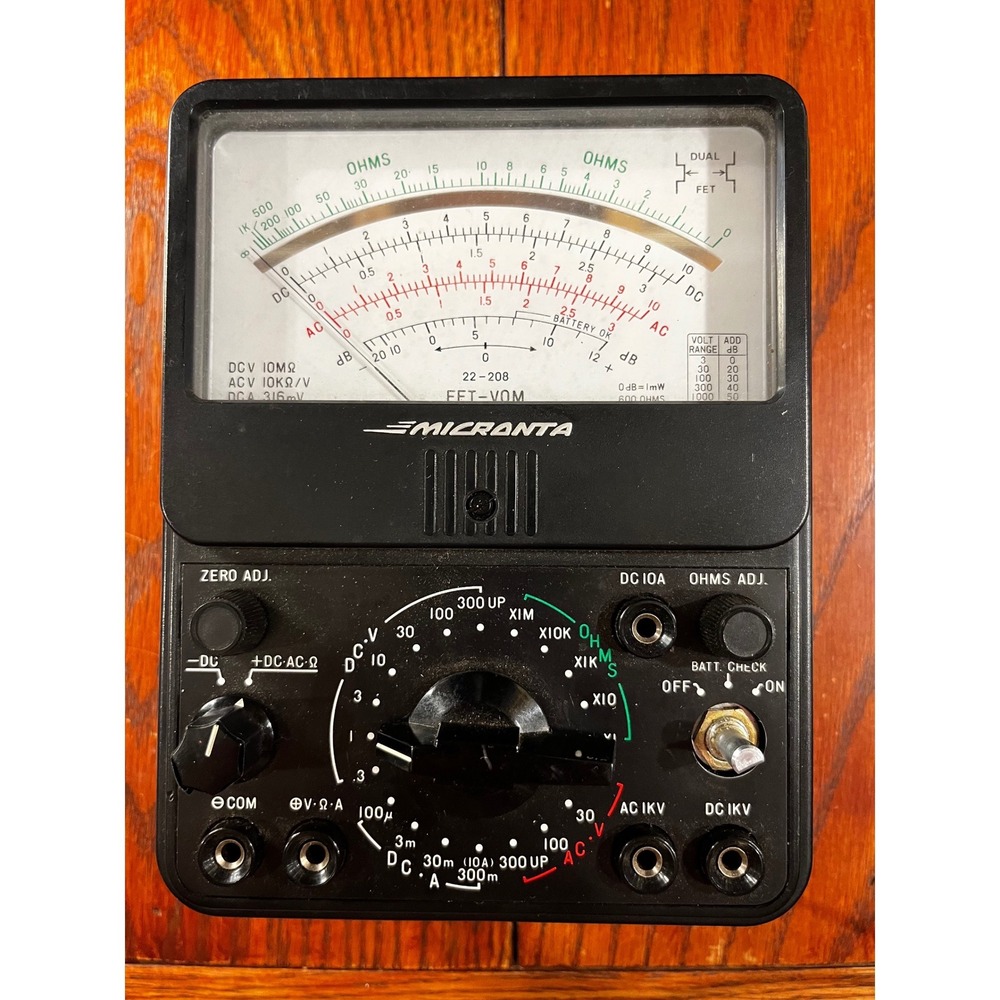 Vintage Micronta 22-208 FET-VOM Multimeter Radio Shack Analog Tester for Parts